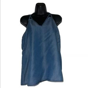 1250C tencel womens blue Spaghetti strap halter top